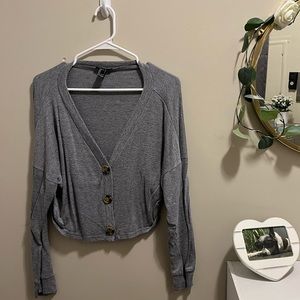 Soft and light grey crop top button up cardigan
